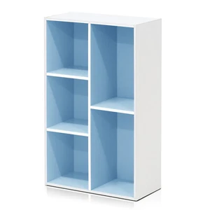 Furinno Luder 5-Cube Reversible Open Shelf, White/Light Blue - Picture 1 of 10