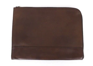 SUITSUPPLY Men Bag OS Brown Pure Leather Zipped Lined Computer Office Case - Picture 1 of 9