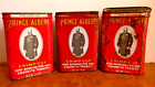 3 vintage Prince Albert crimp cut pipe pocket tobacco tins  BEAT UP; DECOR ONLY