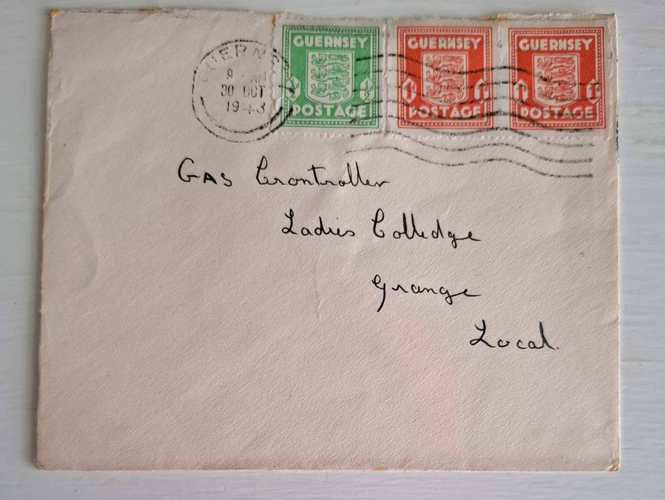 1943 Guernsey occupation stamps on cover see details - Image 1 of 1