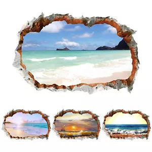 Window View Wall Sticker Poster Decal Adhesive Broken Hole Wall Mural Decorative - Picture 1 of 16