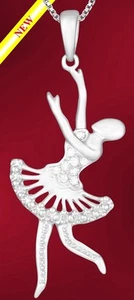 "BALLERINA" PENDANT CHARM 14K WHITE GOLD & DIAMONDS (083) - Picture 1 of 1