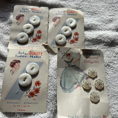 Set of 4 Vintage Pearl Buttons Lot - Image 1 of 4