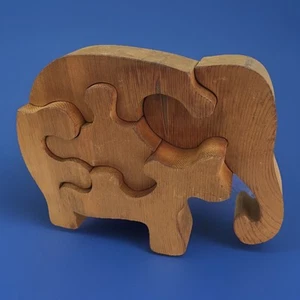 Wood Elephant Standing Puzzle Large Pieces Decor 10”x8” Wood puzzle - Picture 1 of 9