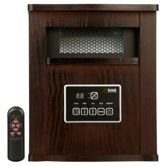 Electric Infrared Quartz Cabinet Heater with Remote 1500W Indoor Walnut - Image 1 of 4
