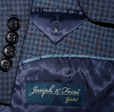 JOSEPH & FEISS GOLD Men's 44S Blue Check Blazer Wool Blend 2B 1-Vent Executive - Image 1 of 4