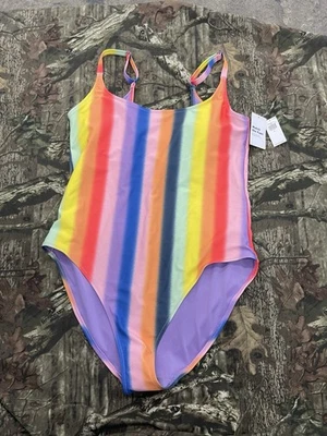 Traje de baño de una pieza Old Navy para mujer arco iris a rayas talla L H69 Foto 1 de 2