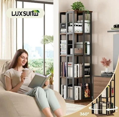 4 Tier Rotating Bookshelf Bookcase Vertical Corner Display Storage Unit Shelves - image 1 of 4