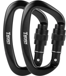Climbing Locking Carabiner Clip Rappelling - Thorn 25KN Heavy Duty Black 2pcs  - Picture 1 of 4
