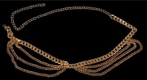 VTG Women's Metal Belt Sz XXL Up To 44"L Adjustable Gold Tone 90's - Picture 1 of 4