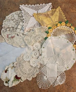 Vintage Lot of 12 Crochet Handmade Doilies Variety Size and Color - Picture 1 of 20