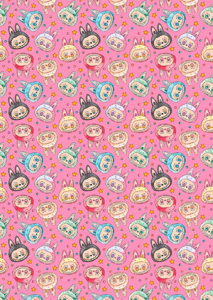 CUTE KAWAII Birthday Wrapping Paper - Cute Monster - Cute Character Birthday D6 - Image 1 of 1