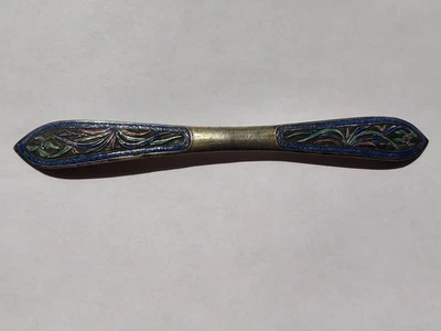 Antique Chinese Enamel Export Silver Hair Ornament Stick Hairpin Signed - Image 1 of 4