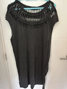 AllSaints Dress Size L Distressed Finish Plaited And Slashed Neckline Above Knee - Picture 1 of 4