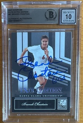 BRANDI CHASTAIN USA SIGNED 2007 DONRUSS ELITE EXTRA ED AUTOGRAPH AUTO 10 BGS BAS - Image 1 of 2