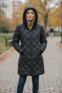 $270 RALPH LAUREN GRAY DUCK DOWN  Diamond Quilted BLACK Puffer COAT SIZE M #1089 - Picture 1 of 18