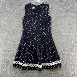 Sara Campbell Dress 10 Navy Polka Dot Preppy Classic Fit Flare Pretty Woman USA - Picture 1 of 13