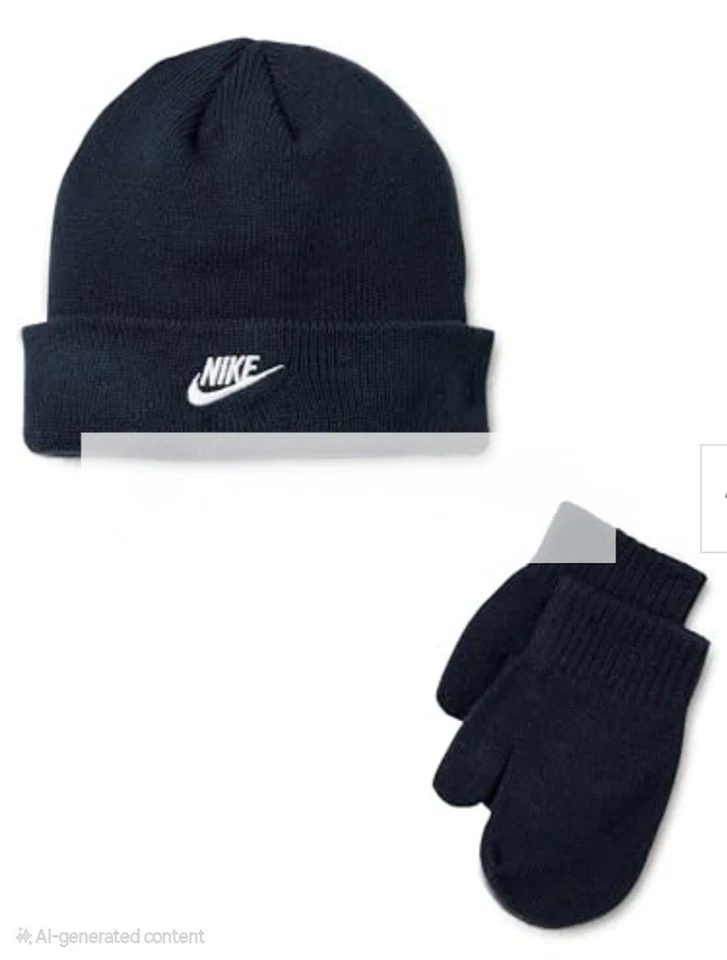 NWT Nike Toddler Size 2/4T Hat & Mittens 2pcSet Obsidian Navy  - Image 1 of 3