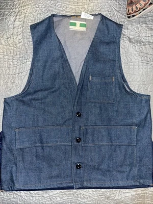 Game Winner Size Medium Denim Hunting Bird Vest Men Button Front Vintage - Image 1 of 4