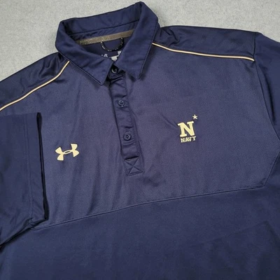 USNA Navy Midshipmen Shirt Men Large Under Armour NCAA Polo Stretch Performance - Image 1 of 4