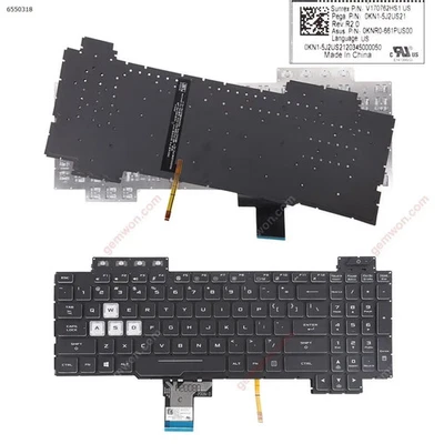 US Laptop Keyboard for ASUS TUF Gaming FX505 FX504/FX705/FX80 FX505D Backlit - Image 1 of 4