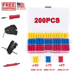 200PCS Insulated Straight Electrical Wire Connectors Butt Splice Crimp Terminals - Picture 1 of 7