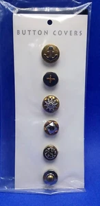 VTG Button Covers Lot of 6 Gold-Silvertone Round  Sz 1 in, 3/4 in - Picture 1 of 7