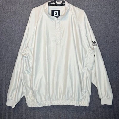 Footjoy Windbreaker Jacket Men's Large Beige Embroidered Pullover 1/4 Snap Golf  - Image 1 of 4