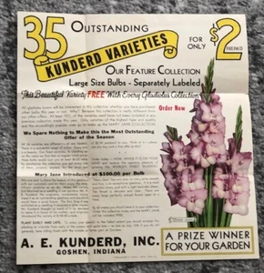 Flower Order Form AE Kunderd 1940's Vintage Original Floral Flowers Advertising - Picture 1 of 4