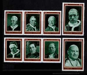 Ajman, MI #947-54 Perf, MNH, 1971, Popes, Gregory, Pius, Benedict, John - Picture 1 of 1