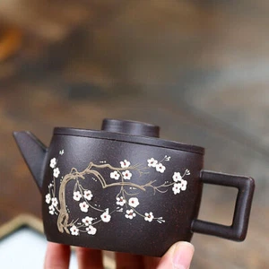 China Yixing Zisha Pottery Black Diamond Clay Handmade 180cc Plum Blossom Teapot - Bild 1 von 12