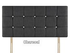3ft Single Headboard 20" tall in Chenille Charcol  squer with Dimond 