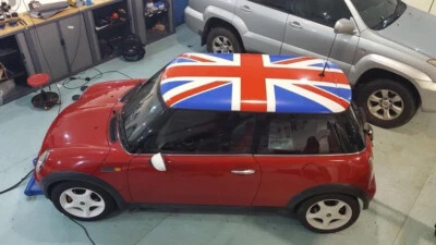 BLUE AND RED UNION JACK FLAG ROOF FOR MINI GRAPHIC DECALS STICKERS