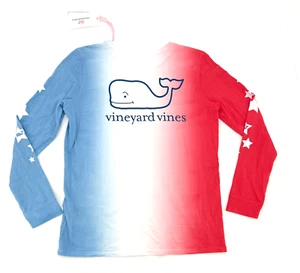 NEW Vineyard Vines Shirt Kids Extra Large Red White Blue Whale Long Sleeve Prepp - Picture 1 of 8