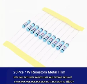 1 W Widerstände Metallfilm 1 % 1K1.2K1.8K2.2K3.3K4.7K5.1K6.2K7.5K8.2K9.1KR - Picture 1 of 5