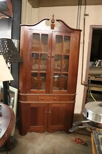 Custom corner cabinet cherry wood finish Furniture Showroom Sample GOOD - Picture 1 of 8