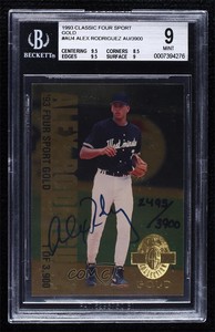 1993 Classic Four Sport Collection Gold /3900 Alex Rodriguez BGS 9 MINT Auto