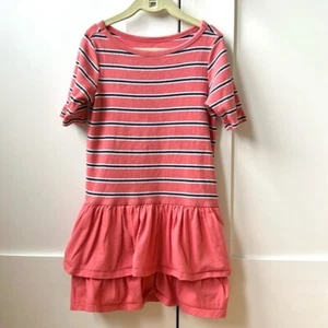 Tea Collection Striped Ruffle Skirt Dress Pink/Coral Size 6 Girl Casual Cotton - Picture 1 of 4
