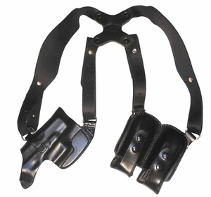 Leather Shoulder Gun Holster LH RH For Springfield Hellcat Horizontal - Chest - Picture 1 of 5