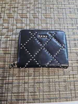 Dkny Sofia Studded Black Zip Around Wallet Women's L135750  - Image 1 of 4