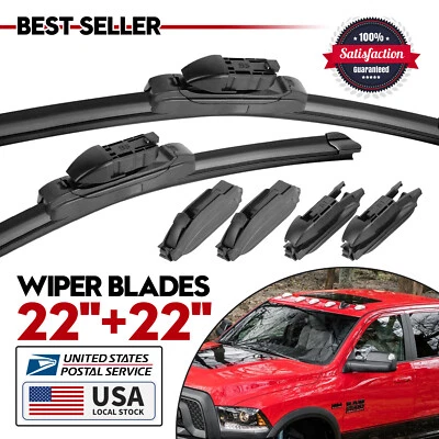 Set 22"&22" Bracketless Windshield Wiper Blades For Ford Expedition 2008-2018 - Изображение 1 из 4