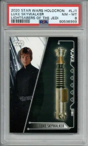 2020 TOPPS STAR WARS HOLOCRON LJ1 LUKE SKYWALKER LIGHTSABERS PSA 8 NM-MT POP 2 - Picture 1 of 2