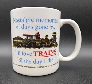 Linyi Nostalgic Memories I'll Love Trains 'Till I Die Locomotive Coffee Mug Cup - Picture 1 of 10