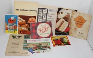 LOT of 9~Vintage~COOKBOOKS~Pamplets~CALUMET~Jello~ROYAL~Kerr~PILLSBURY~Crockery - Picture 1 of 8