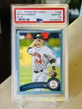 2011 Bryce Harper Topps RC Pro Debut Blue Foil #196 /309 PSA 10 Slab Chip