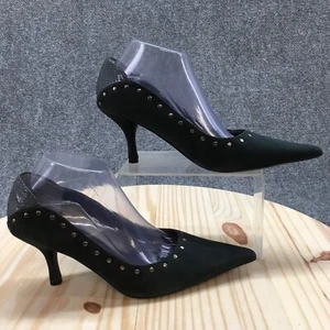Moda Spana Heels Womens 9 M Stilletto Black Leather Pointed Toe Casual Slip On - Picture 1 of 17