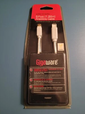 Gigaware 4-Pin to 9-Pin Firewire Cable IEEE 1394 6 foot 150-0007. NEW Fire Wire - Image 1 of 2