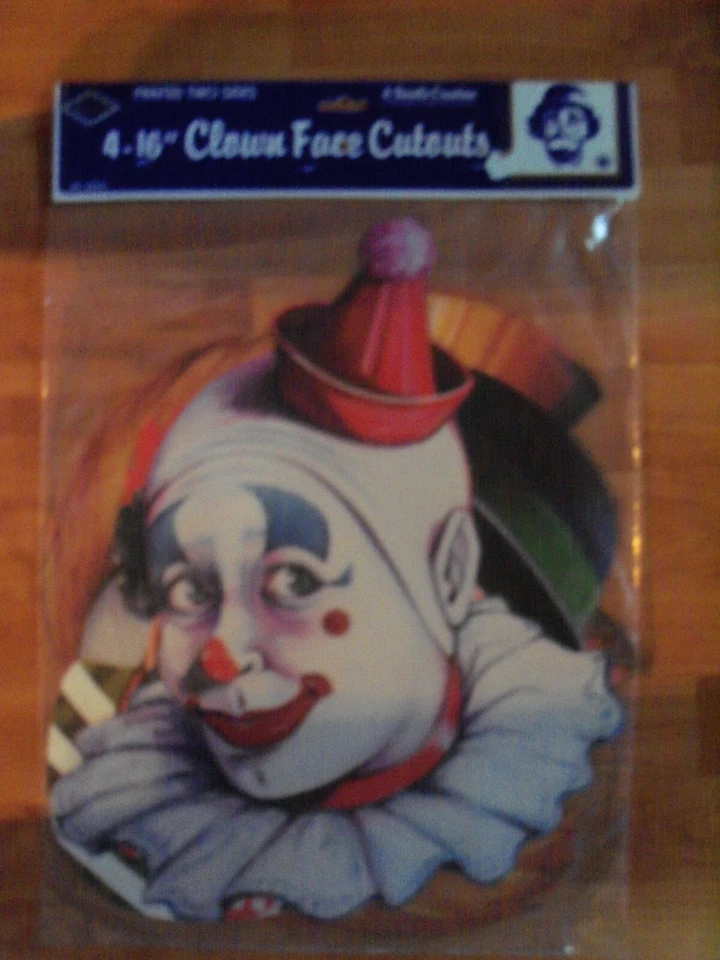 1985 Beistle Clown Face Cutouts 4-16" Set Of Four In
