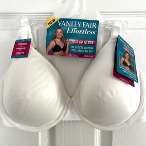 NEU Vanity Fair Effortless Your Go To BH wandelbar, Bügel 38DD weiß Neu mit Etikett - Bild 1 von 6