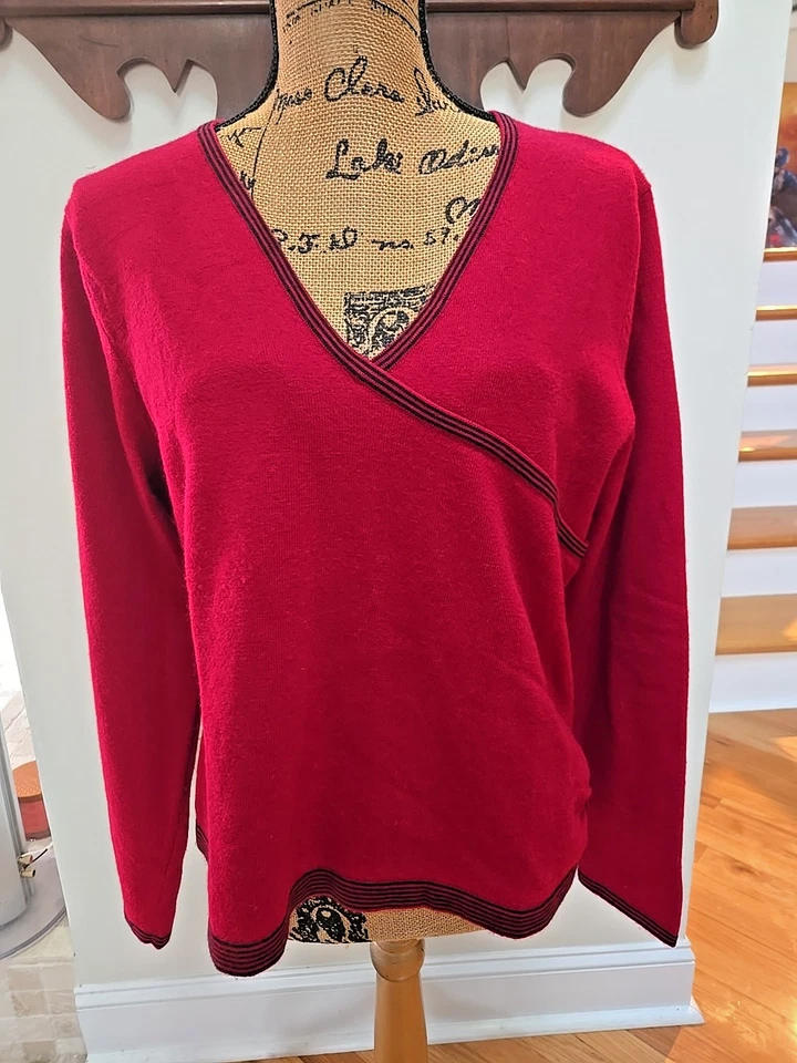 Suéter de manga larga Mercer & Madison para mujer XL rojo italiano mezcla de lana merino Foto 1 de 4